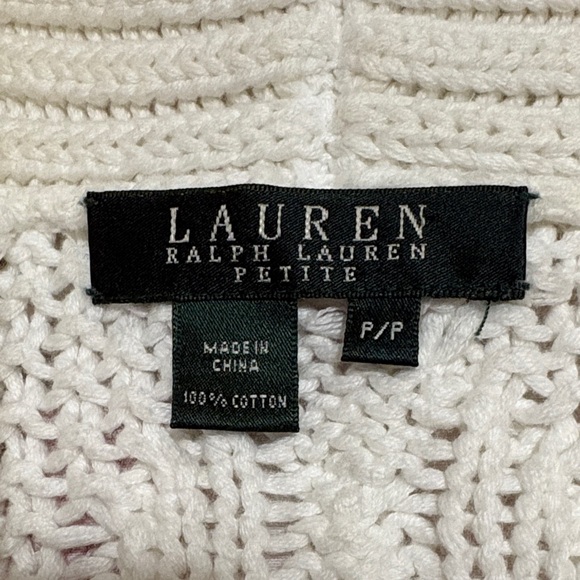 Ralph Lauren Cream Cable Knit Cardigan with Buckles size small petite - Picture 2 of 7